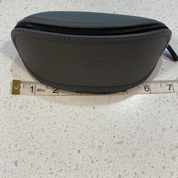 NWOT EMPORIO ARMANI sunglasses glasses case with dust cloth steel grey black - Picture 5 of 5